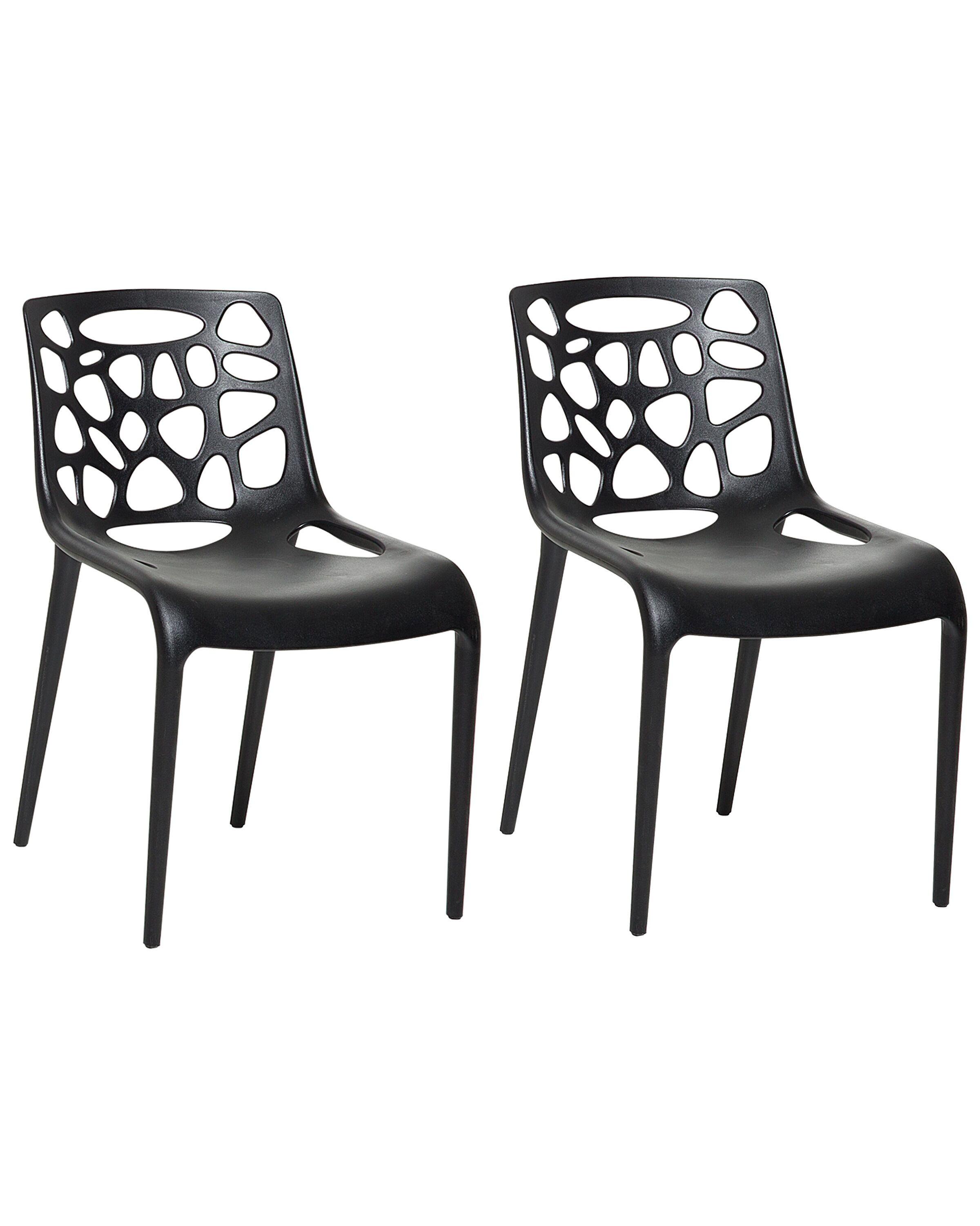 Image of Set Mit 2 Stühlen Aus Kunststoff Retro Morgan Unisex Schwarz ONE SIZE