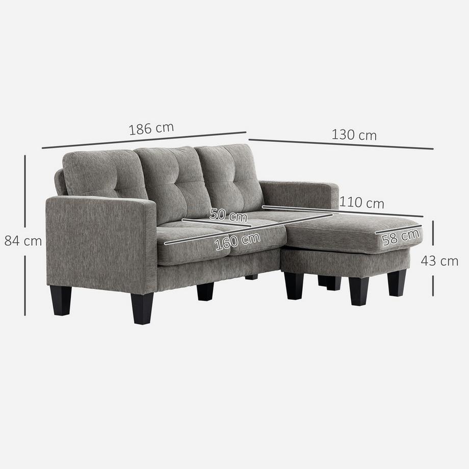HOMCOM Canapé d'angle  
