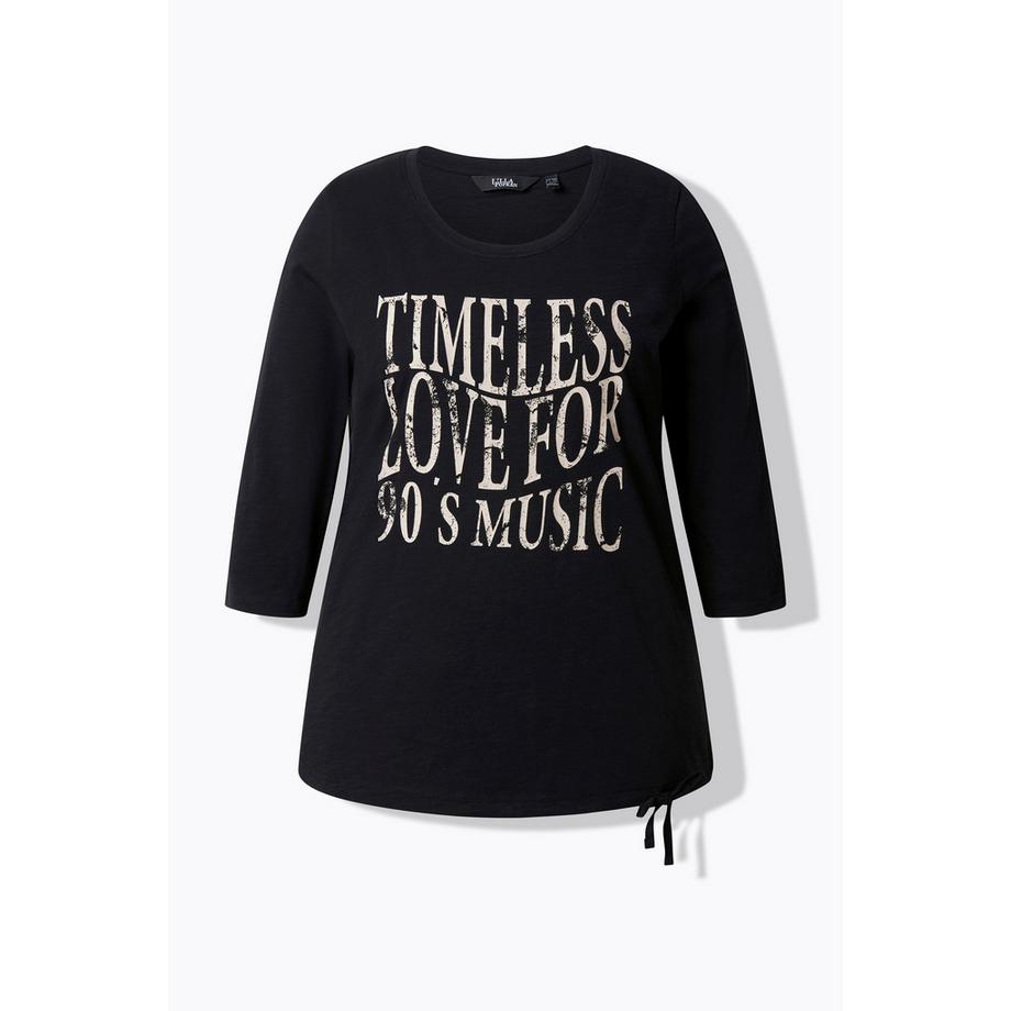 Ulla Popken Shirt Schriftmotiv Rundhals 3/4 Arm Saumband  