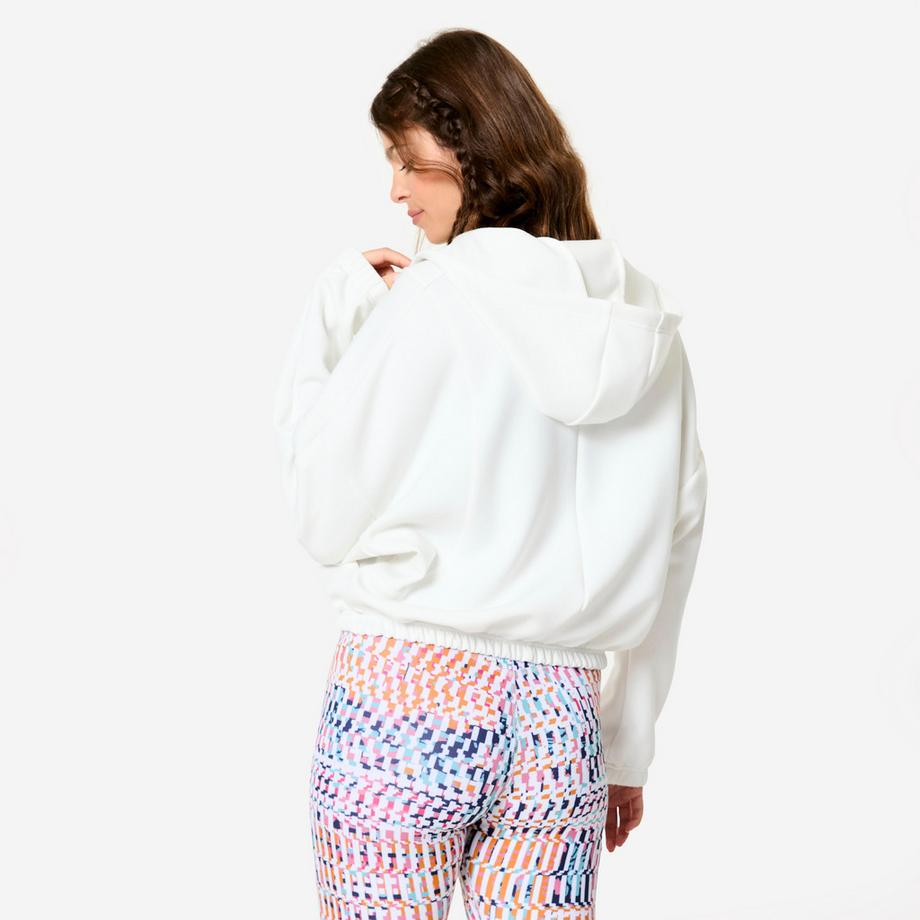 DOMYOS  Veste à capuche de fitness manches longues femme, blanc 