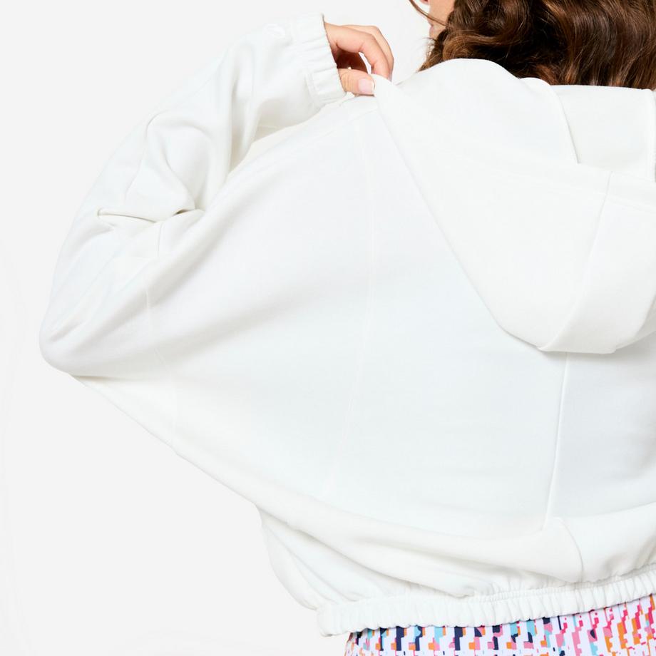 DOMYOS  Veste à capuche de fitness manches longues femme, blanc 