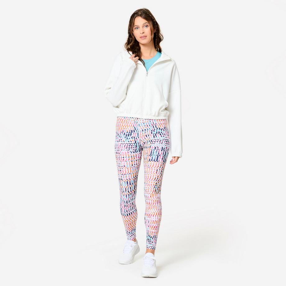 DOMYOS  Veste à capuche de fitness manches longues femme, blanc 
