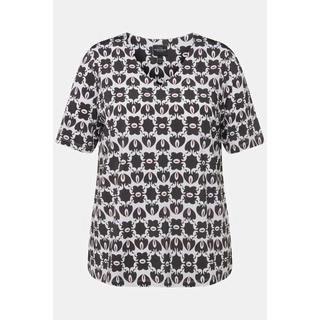 Ulla Popken  Slinkyshirt, Ornamente, Classic, V-Ausschnitt, Halbarm 