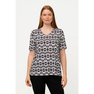 Ulla Popken  Slinkyshirt, Ornamente, Classic, V-Ausschnitt, Halbarm 