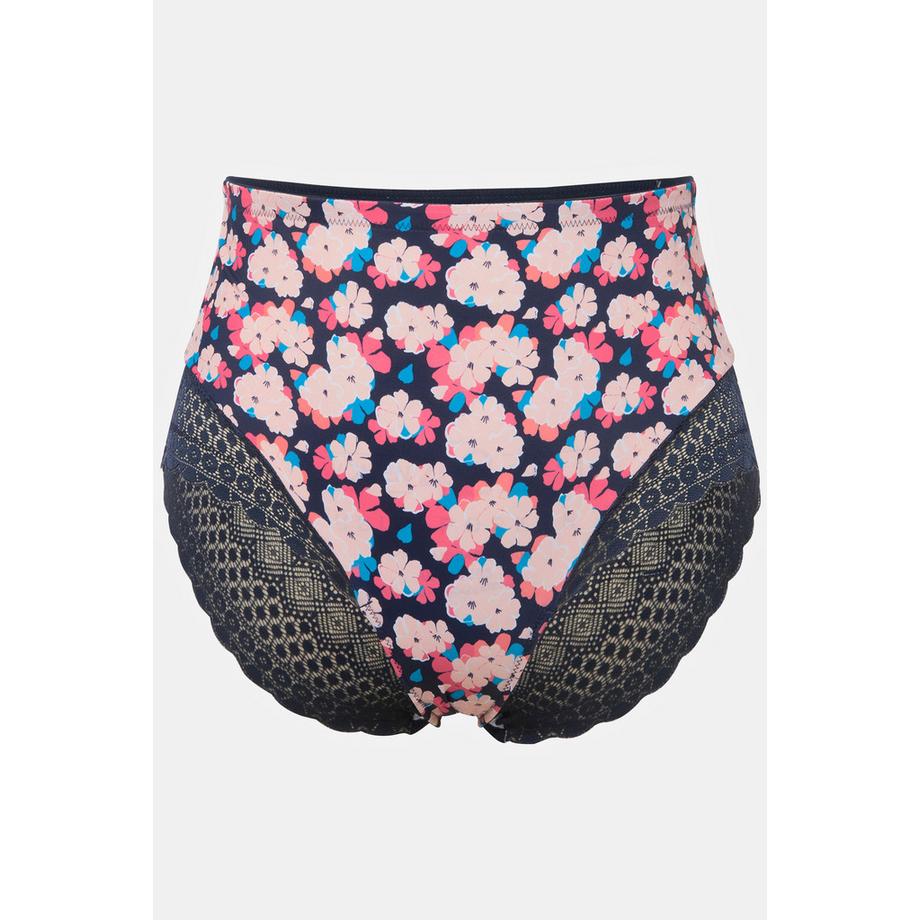 Ulla Popken Midislip Blumenmuster Spitze Mikrofaser  