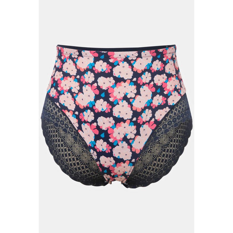 Ulla Popken Midislip Blumenmuster Spitze Mikrofaser  