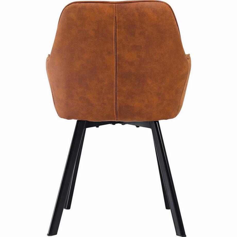 mutoni Chaise avec accoudoirs Microfibre marron (lot de 2)  