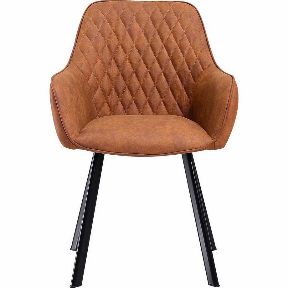 Chaise avec accoudoirs Microfibre marron (lot de 2)