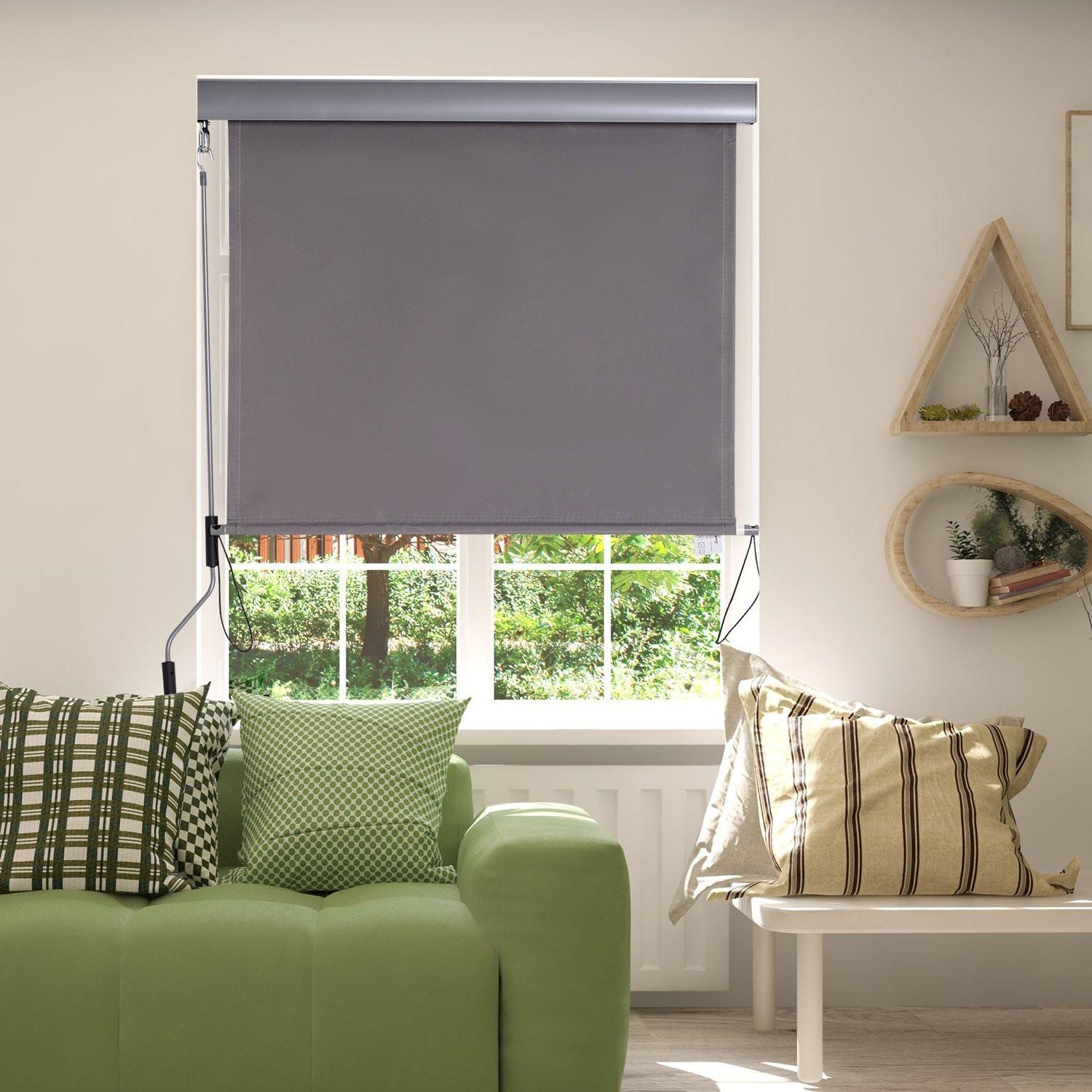 Tenda Da Sole Verticale Outsunny Per Balcone E Terrazzo – 250 Cm – Grigio – Protezione UV Con Manovella