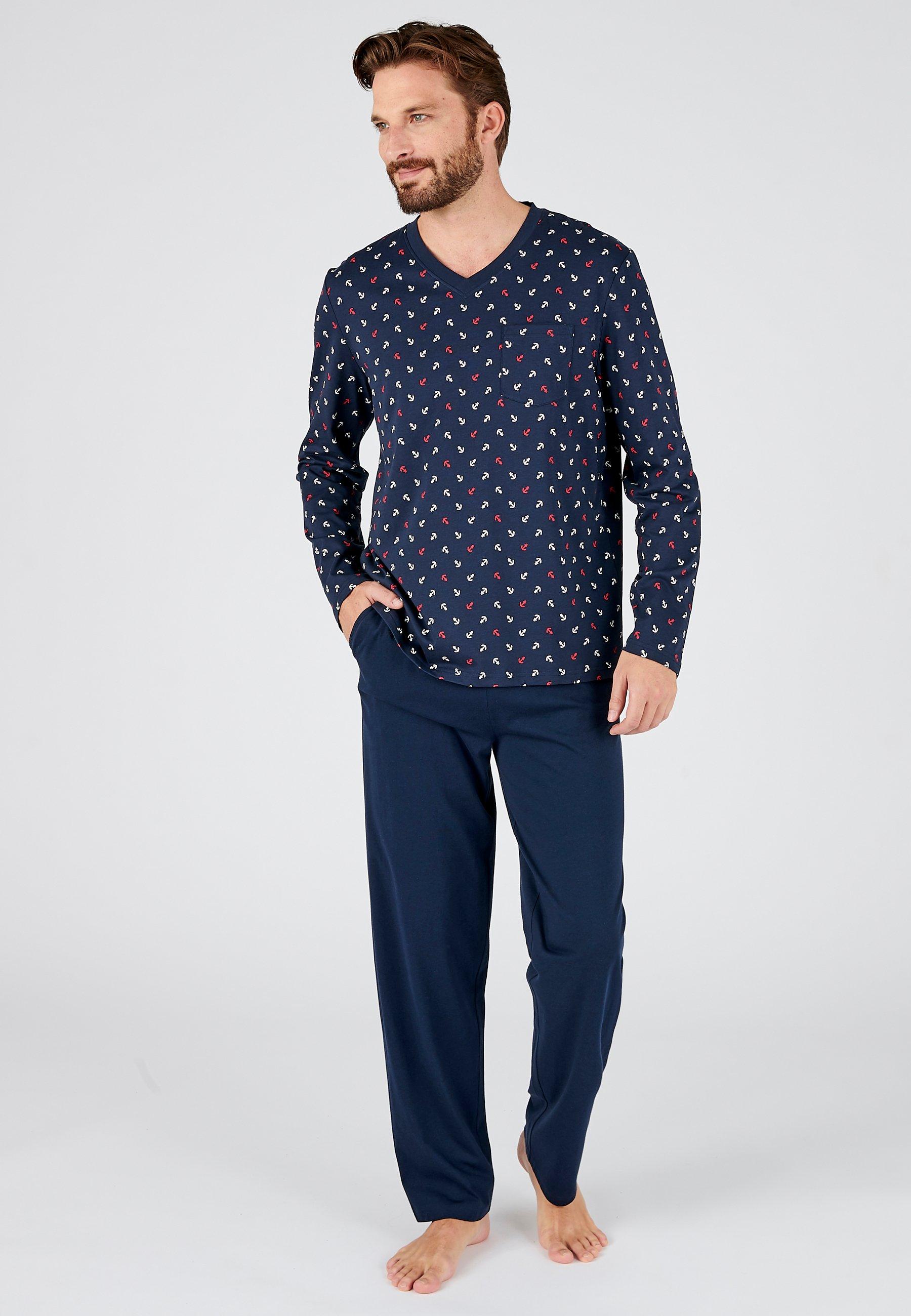 Image of Jersey-pyjama Aus Reiner Gekämmter Baumwolle. Unisex Blau XL