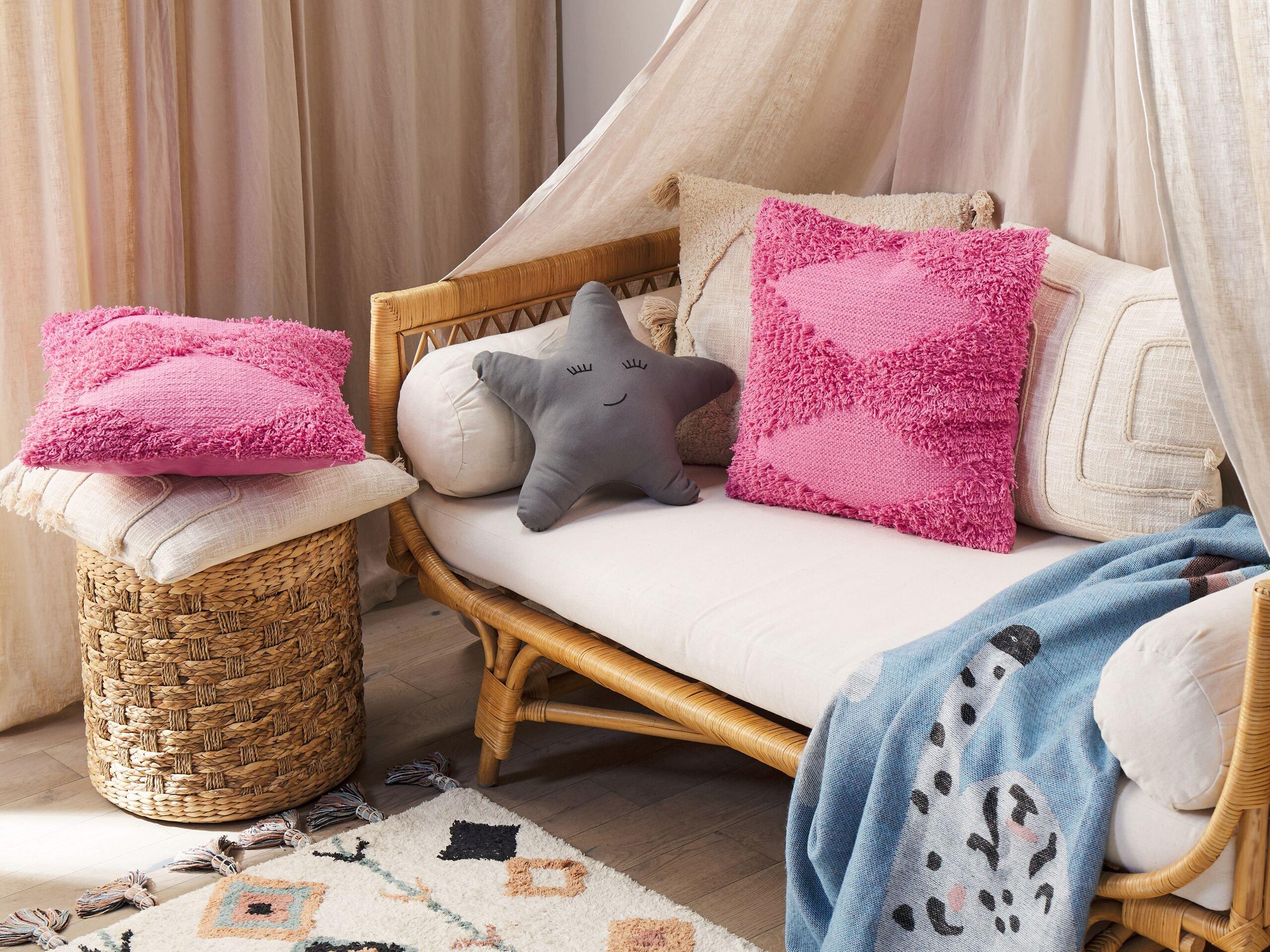 Beliani Lot de 2 coussins décoratifs en Coton Boho RHOEO  