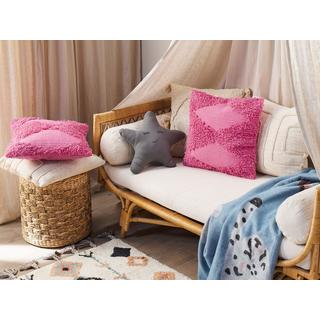 Beliani Lot de 2 coussins décoratifs en Coton Boho RHOEO  