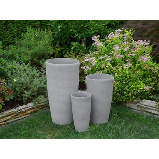 Beliani Lot de 2 pots de fleurs en Mélange de pierre Industriel ABDERA  