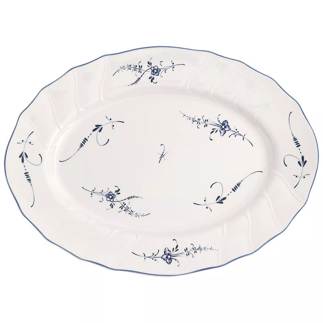 Villeroy & Boch Servierplatte "Platte Vieux Luxembourg 35 x 27 cm weiß-blau"