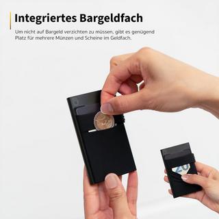 Only-bags.store  Kartenhalter mit Münzfach | Credit Card Holder Slim Wallet | Kartenhalter mit RFID-Geldbörse | Mini-Kreditkartenhalter Modern aus Aluminium 