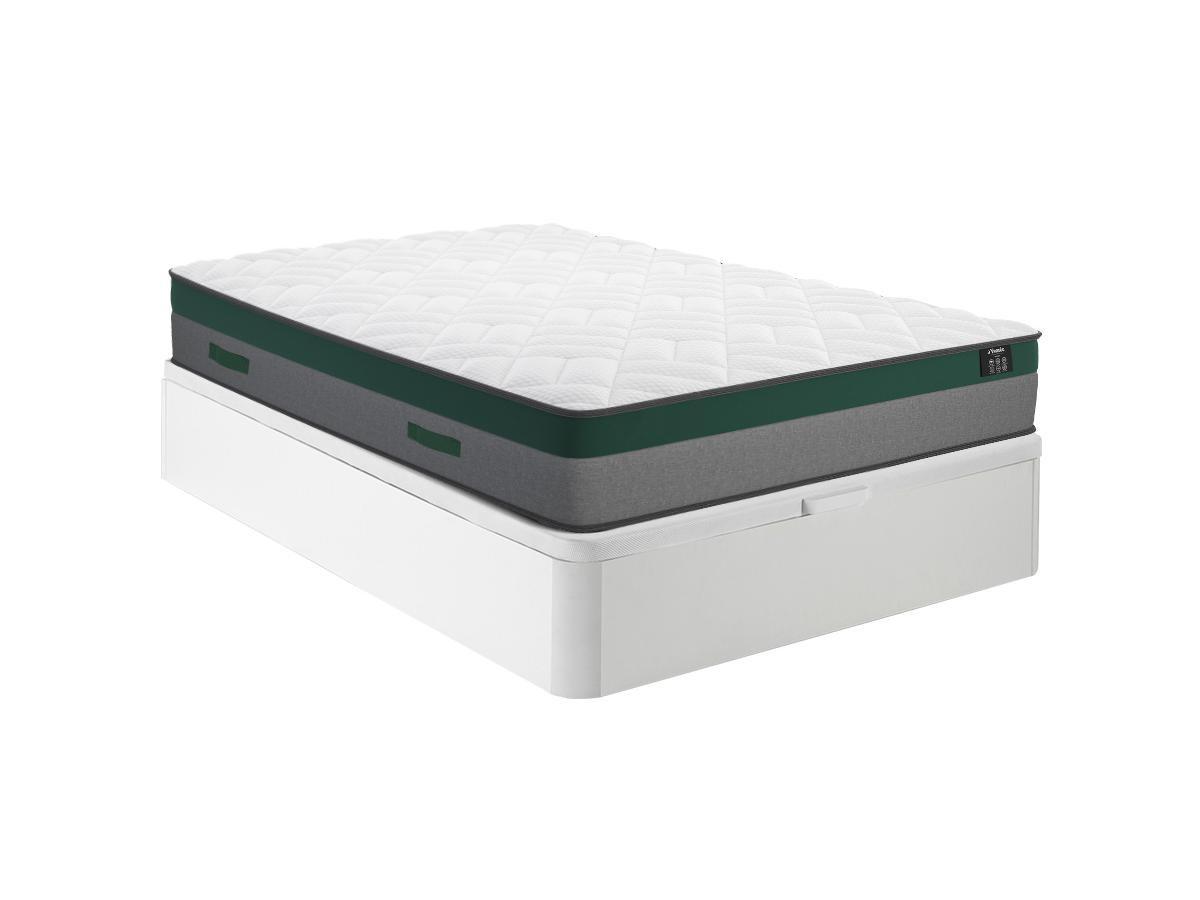 Ysmée Ensemble 140 x 190 cm sommier coffre blanc + matelas ressorts ensachés ép.22cm - PRESTIGE de YSMÉE  