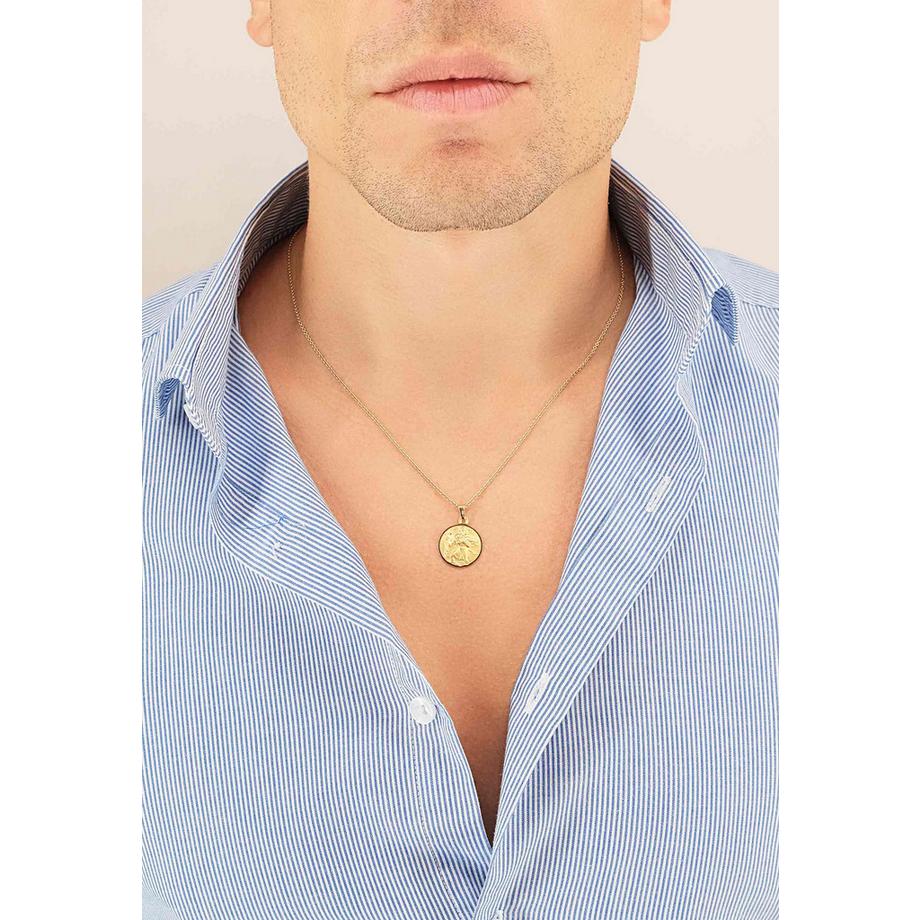 MUAU Schmuck  Anhänger Medaille Christophorus Gelbgold 750, 16mm 