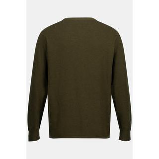 JP1880  Pull style Henley, en maille texturée. Manches longues et col rond. Jusqu'au 8 XL. 