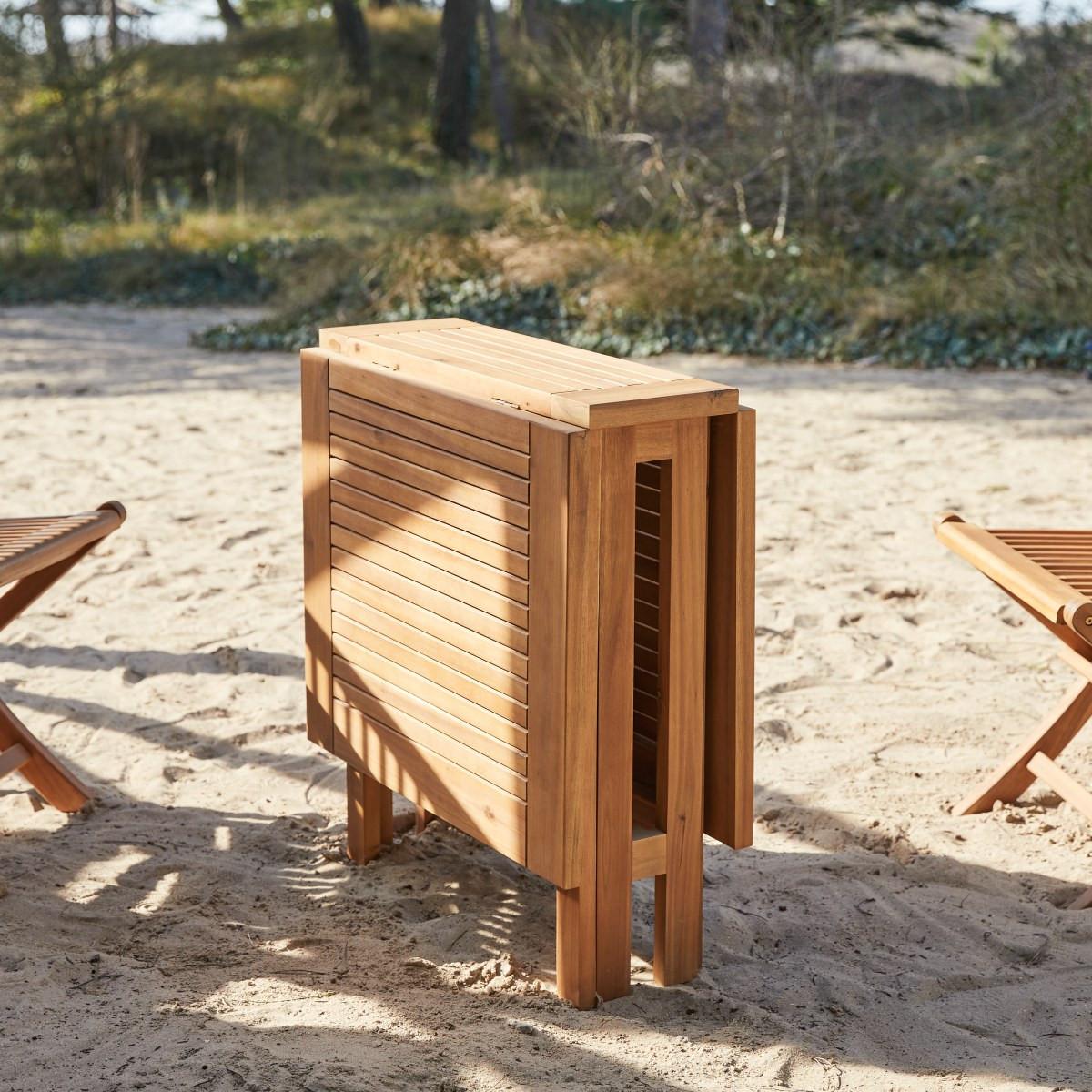 Tikamoon Table de jardin pliable en acacia massif 2/4 pers. Capri  