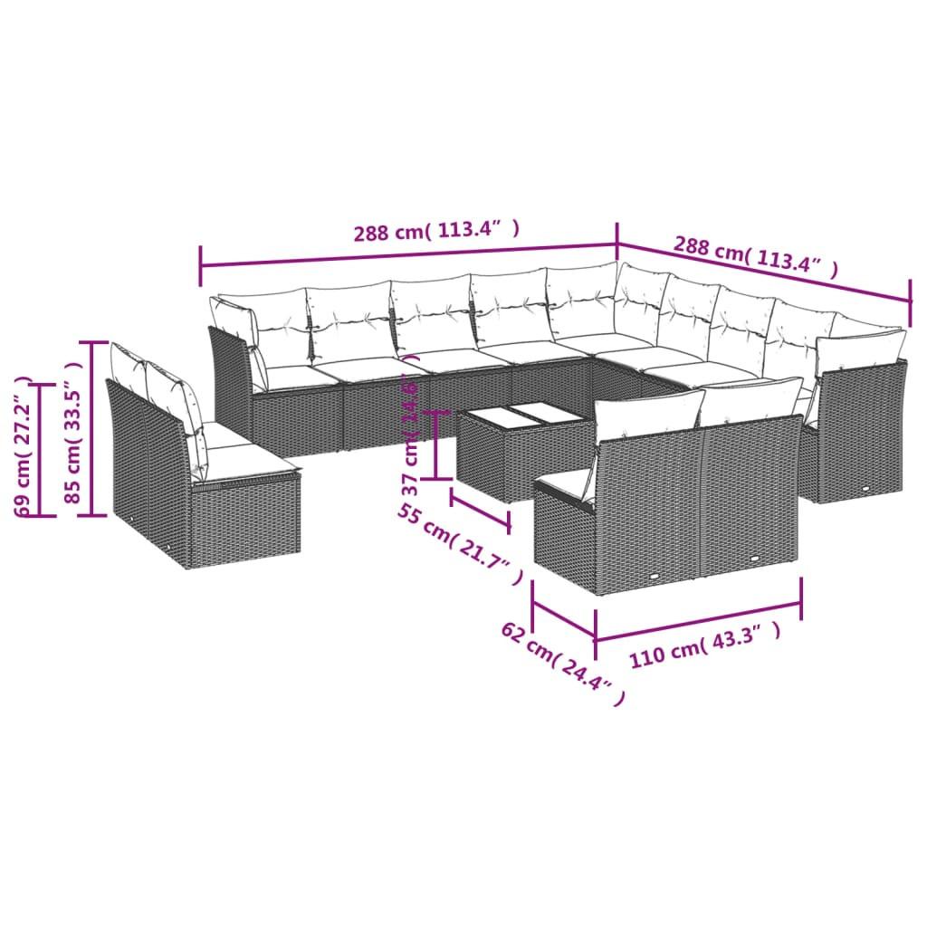 VidaXL Ensemble de canapés de jardin rotin synthétique  