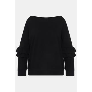 Ulla Popken  Sweat-shirt, ruché, col en V, manches longues 