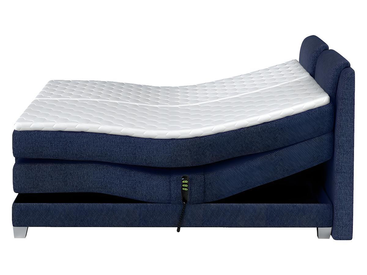 Vente-unique Ensemble complet boxspring tête de lit + sommiers relaxation électrique + matelas + surmatelas - 2 x 90 x 200 cm - Tissu - Denim - CASTEL de PALACIO  