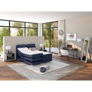 Vente-unique Ensemble complet boxspring tête de lit + sommiers relaxation électrique + matelas + surmatelas - 2 x 90 x 200 cm - Tissu - Denim - CASTEL de PALACIO  