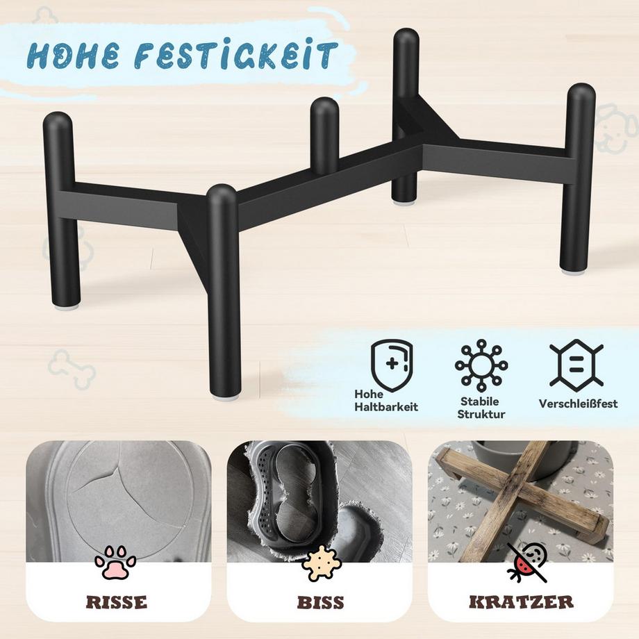 Alopini  Bol pour Chien en Céramique avec Support en Acier Inoxydable - Station d'alimentation Élégante à Double Bol pour Chiens de Petite et Moyenne taille 