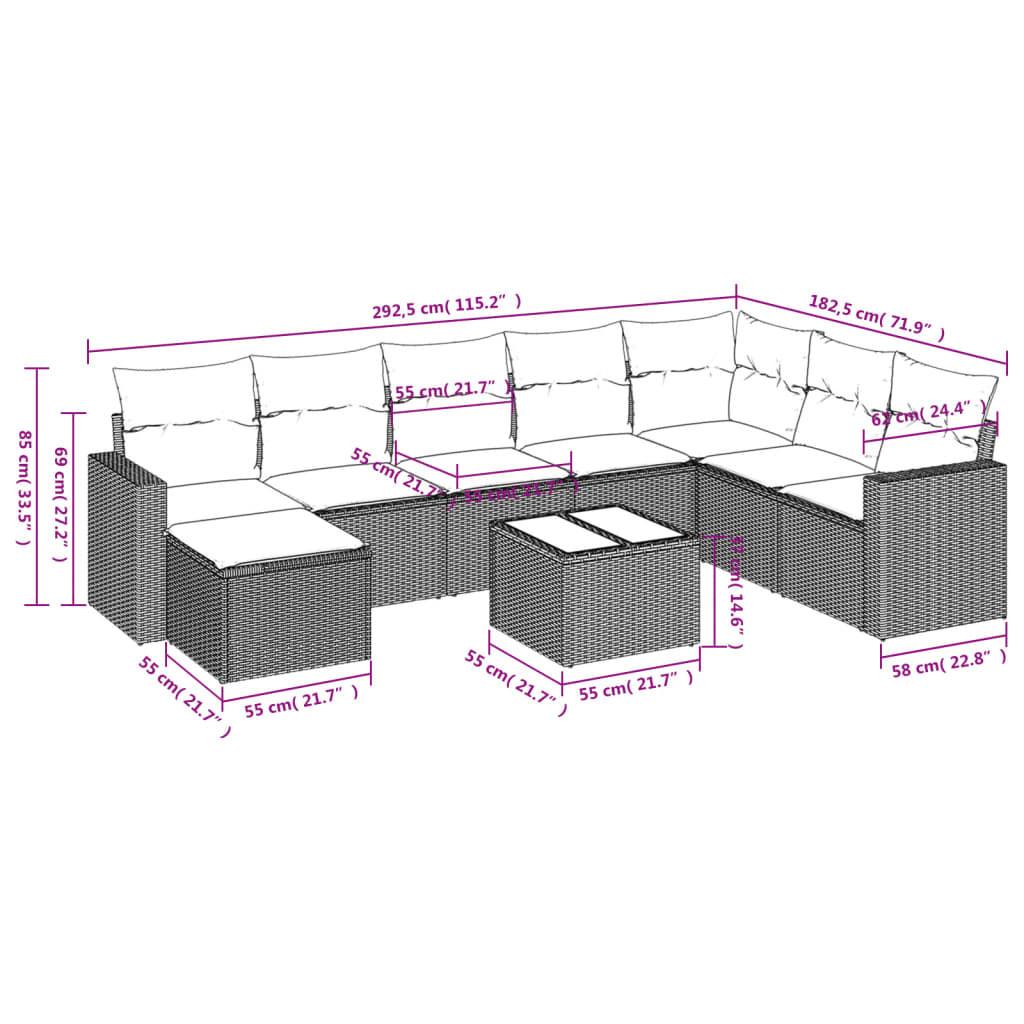 VidaXL Ensemble de canapés de jardin rotin synthétique  