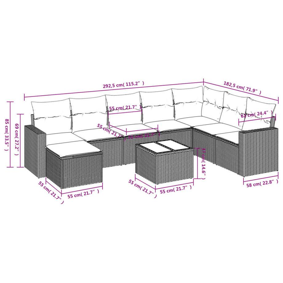 VidaXL Garten sofagarnitur poly-rattan  