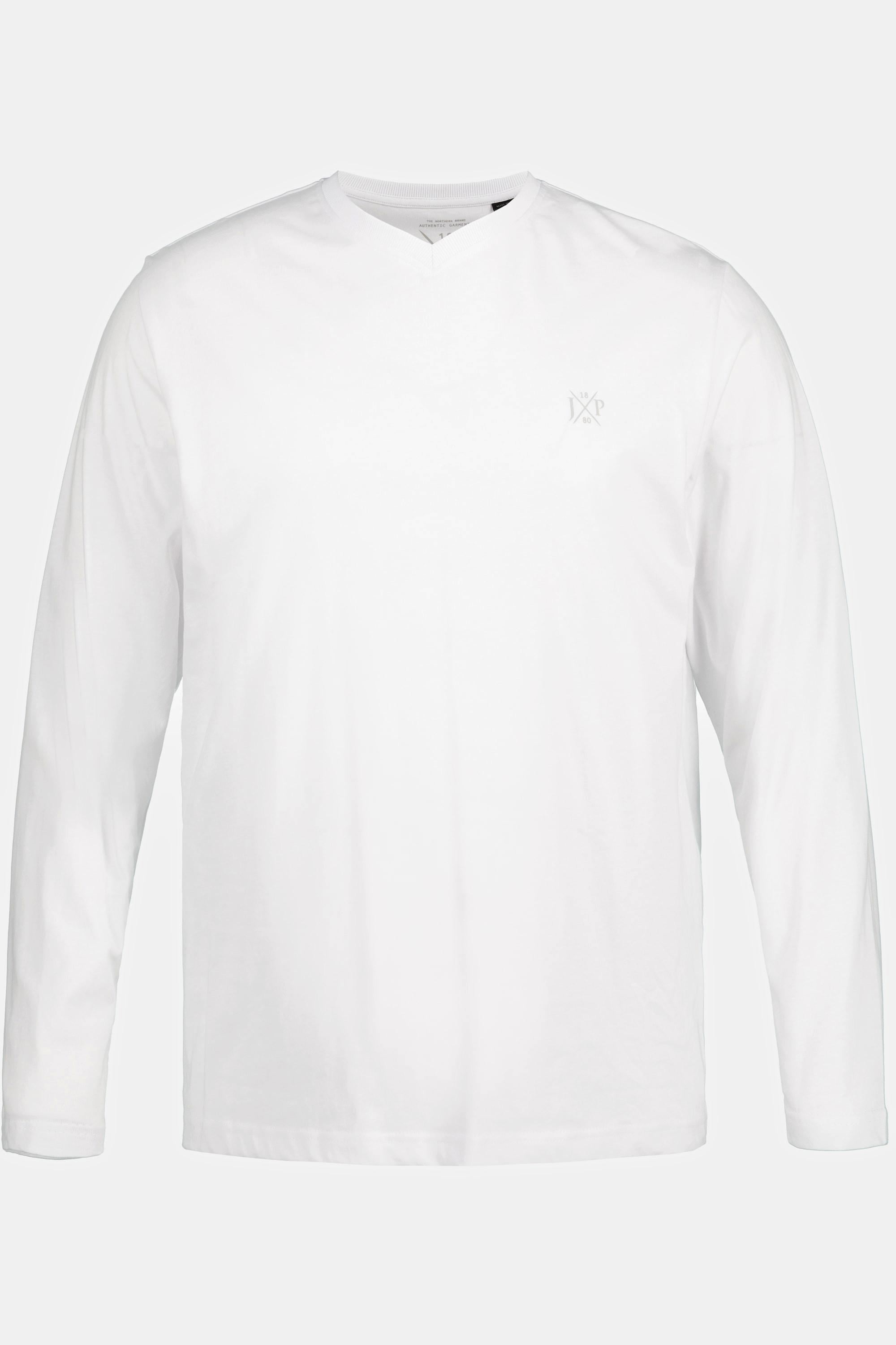 JP1880  T-shirt collection Basic, manches longues et col en V blanc neige 