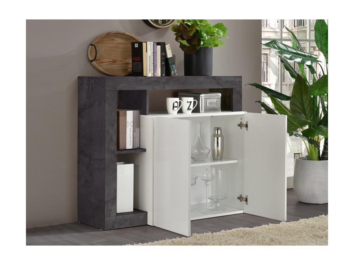 Vente-unique Credenza 2 ante e 3 nicchie Calcestruzzo Bianco laccato SEFRO  