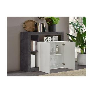 Vente-unique Credenza 2 ante e 3 nicchie Calcestruzzo Bianco laccato SEFRO  