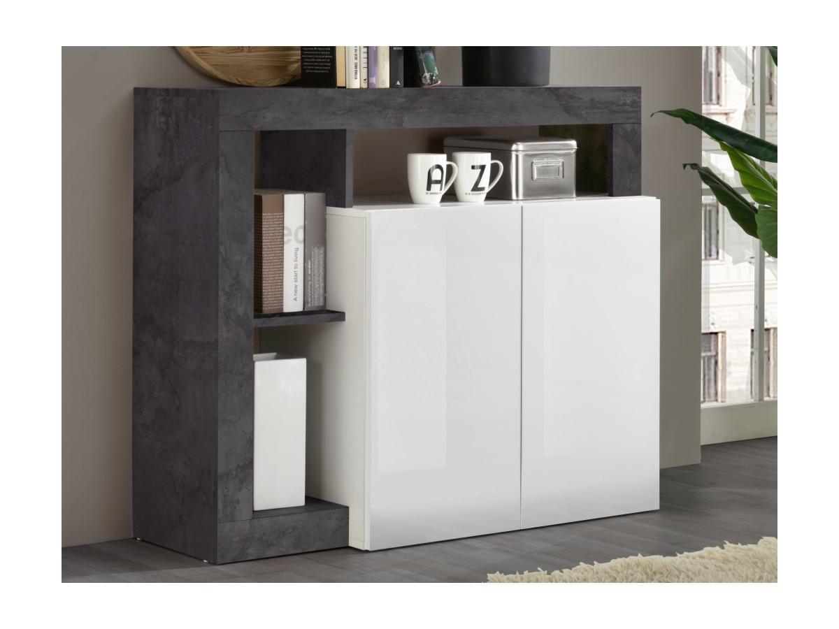 Vente-unique Credenza 2 ante e 3 nicchie Calcestruzzo Bianco laccato SEFRO  