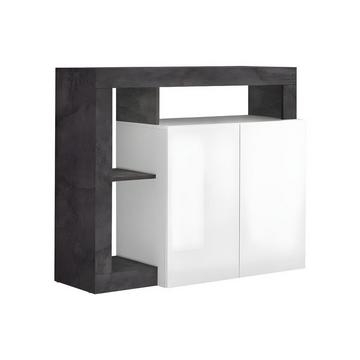 Credenza 2 ante e 3 nicchie Calcestruzzo Bianco laccato SEFRO