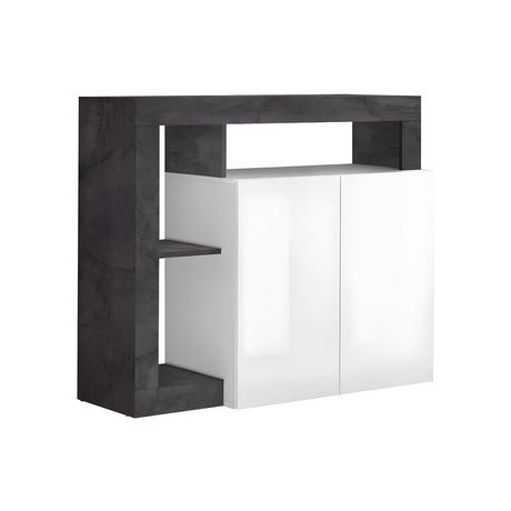 Vente-unique Credenza 2 ante e 3 nicchie Calcestruzzo Bianco laccato SEFRO  