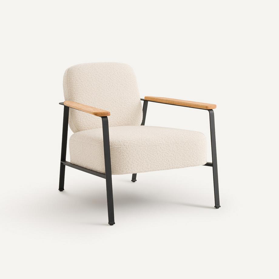 Sessel aus Bouclé-Stoff und Metall