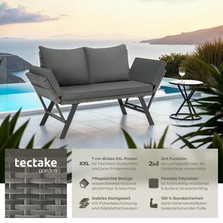 Tectake Rattan-Loungesofa Sintra 2in1 Funktion UV-beständiges und wetterfestes Geflecht  