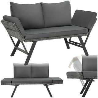 Tectake Rattan-Loungesofa Sintra 2in1 Funktion UV-beständiges und wetterfestes Geflecht  
