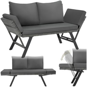 Divano lounge in rattan Sintra, braccioli regolabili, 2 in 1