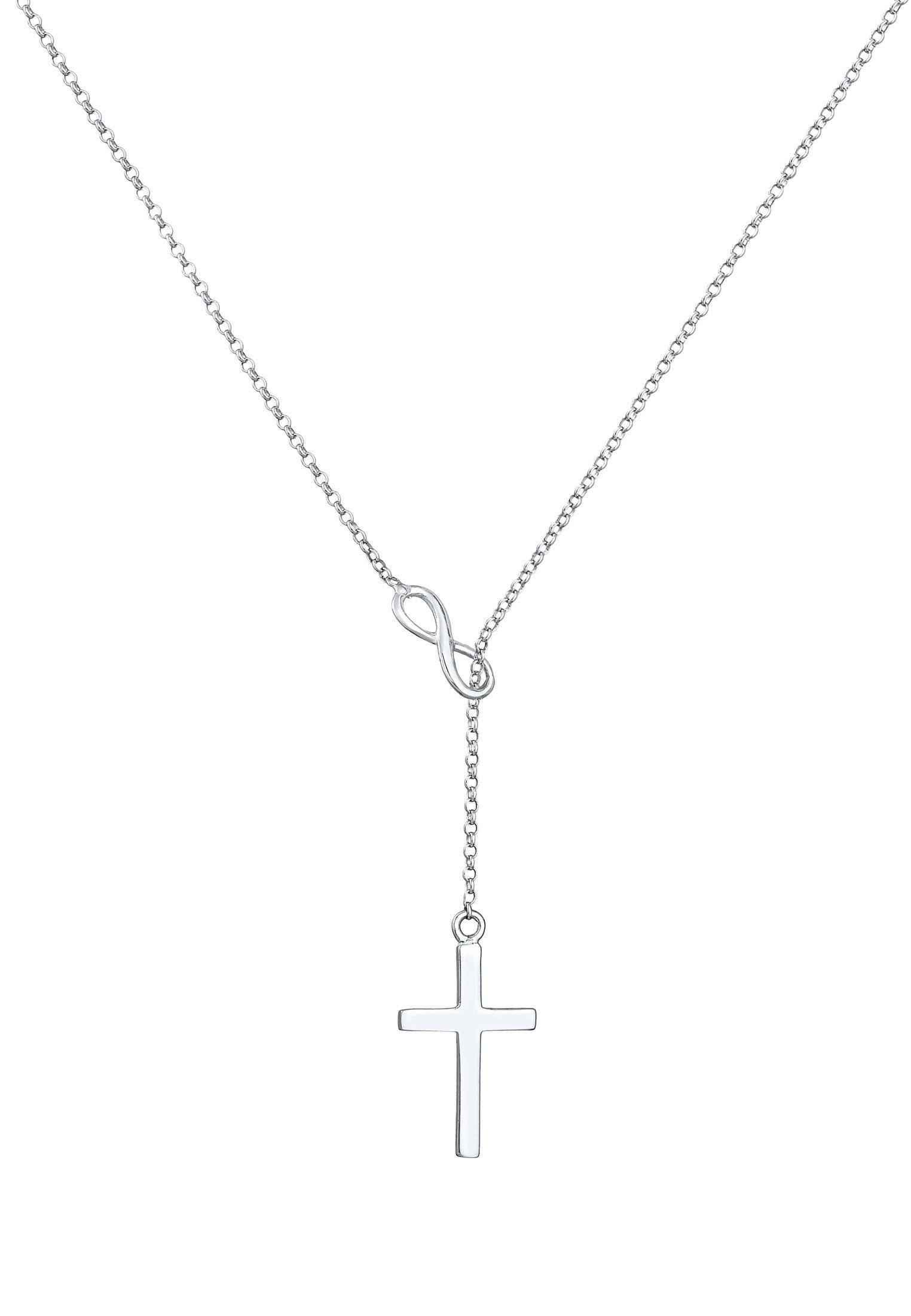 Elli  Halskette Y-Kette Kreuz Infinity Symbol 925 Silber 