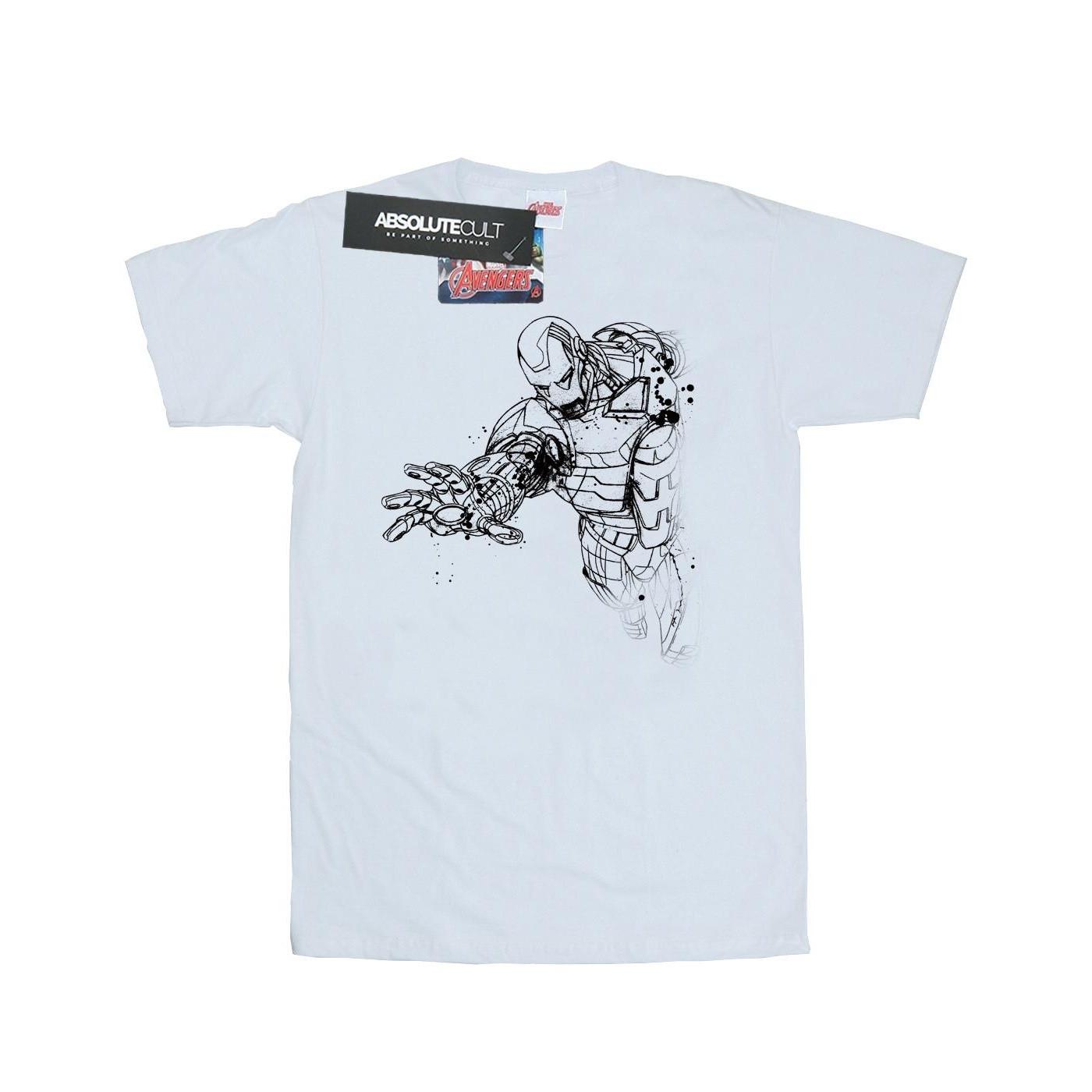 Image of Avengers Iron Man Mono Line Tshirt Herren Weiss XL