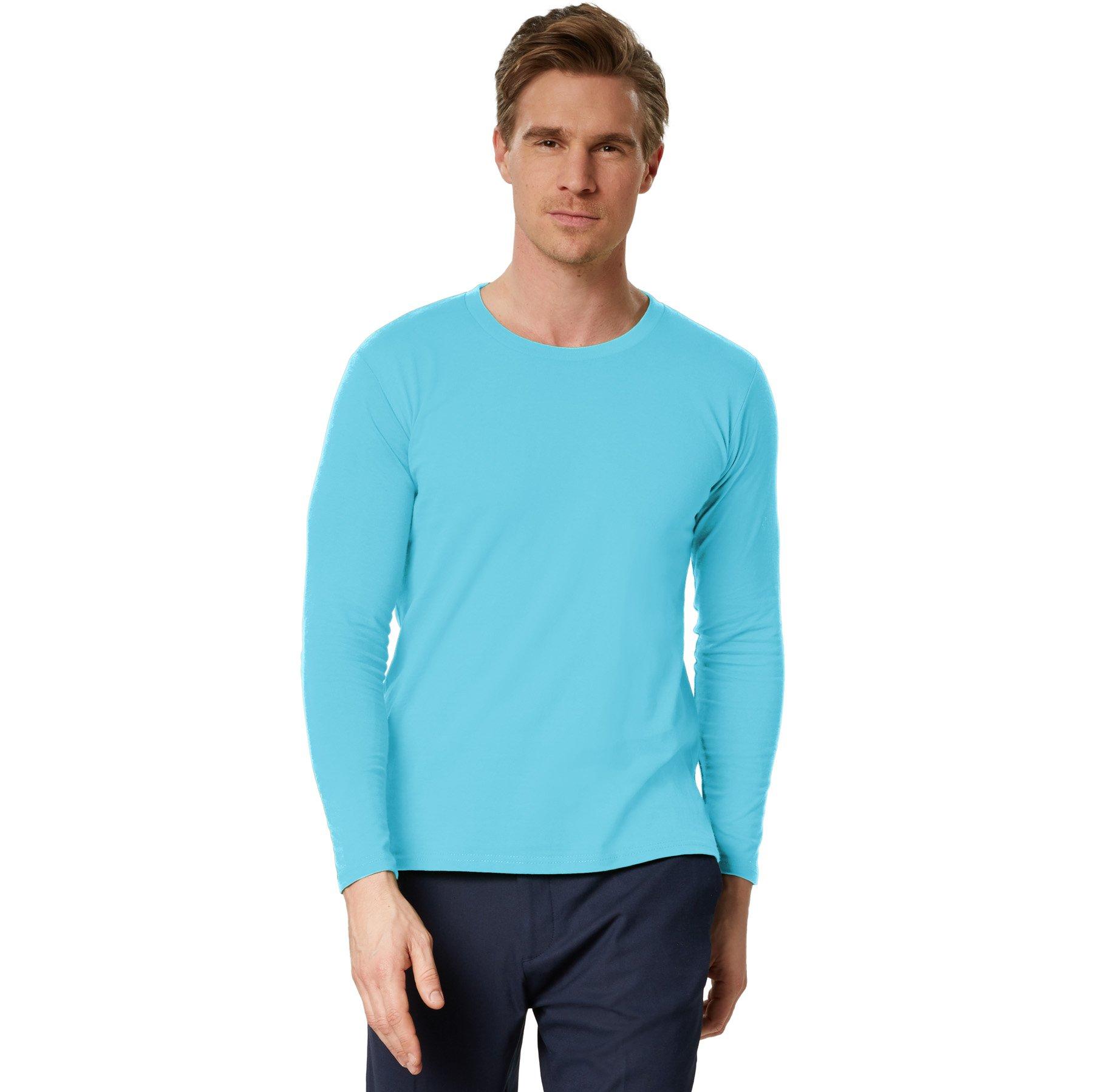 Image of Langarm-shirt Männer Herren Hellblau XL