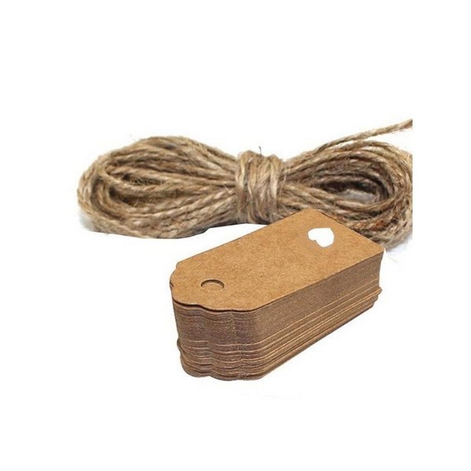 Étiquettes en carton avec ficelle, paquet de 50