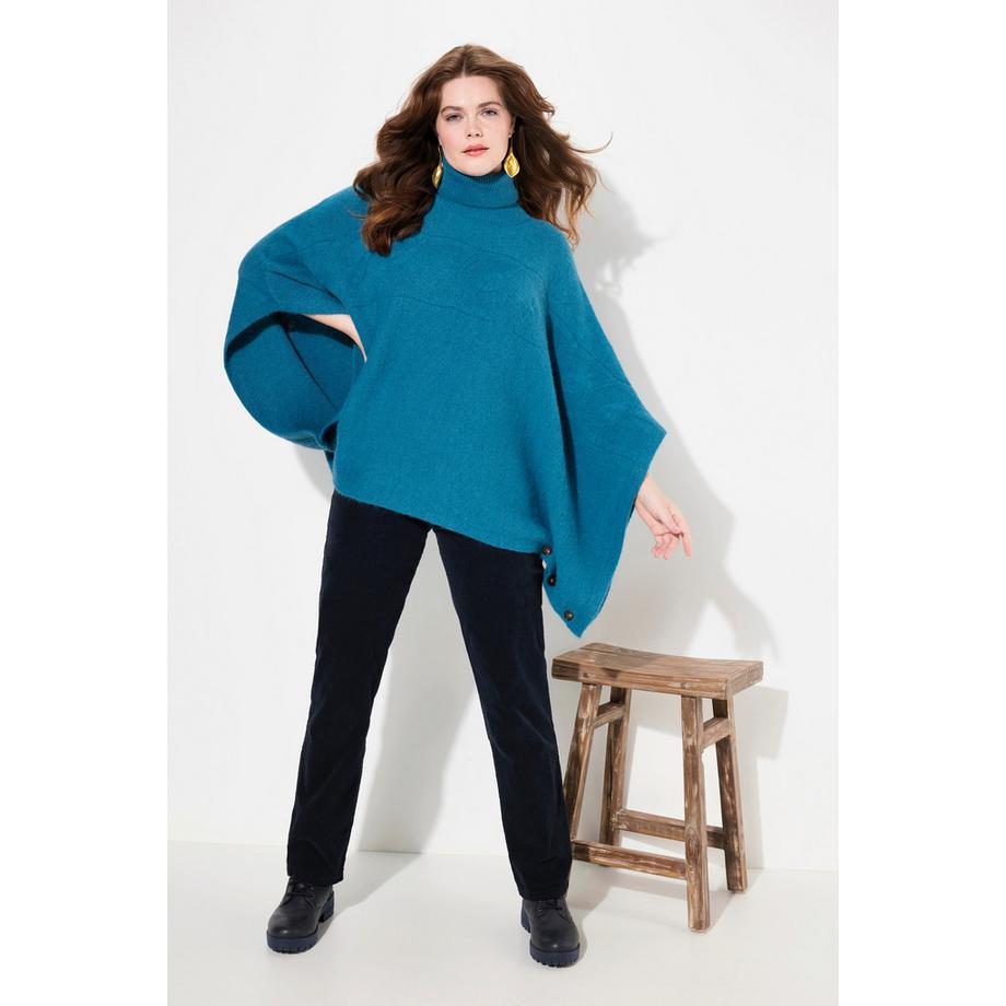 Ulla Popken Poncho Collo Alto Oversize Mezze Maniche  