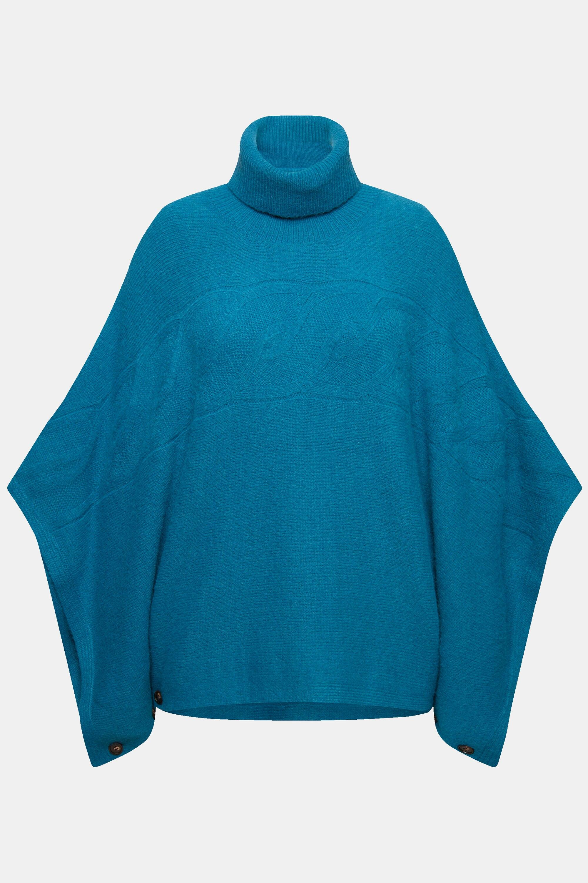 Ulla Popken  Poncho, Rollkragen, oversized, Halbarm 