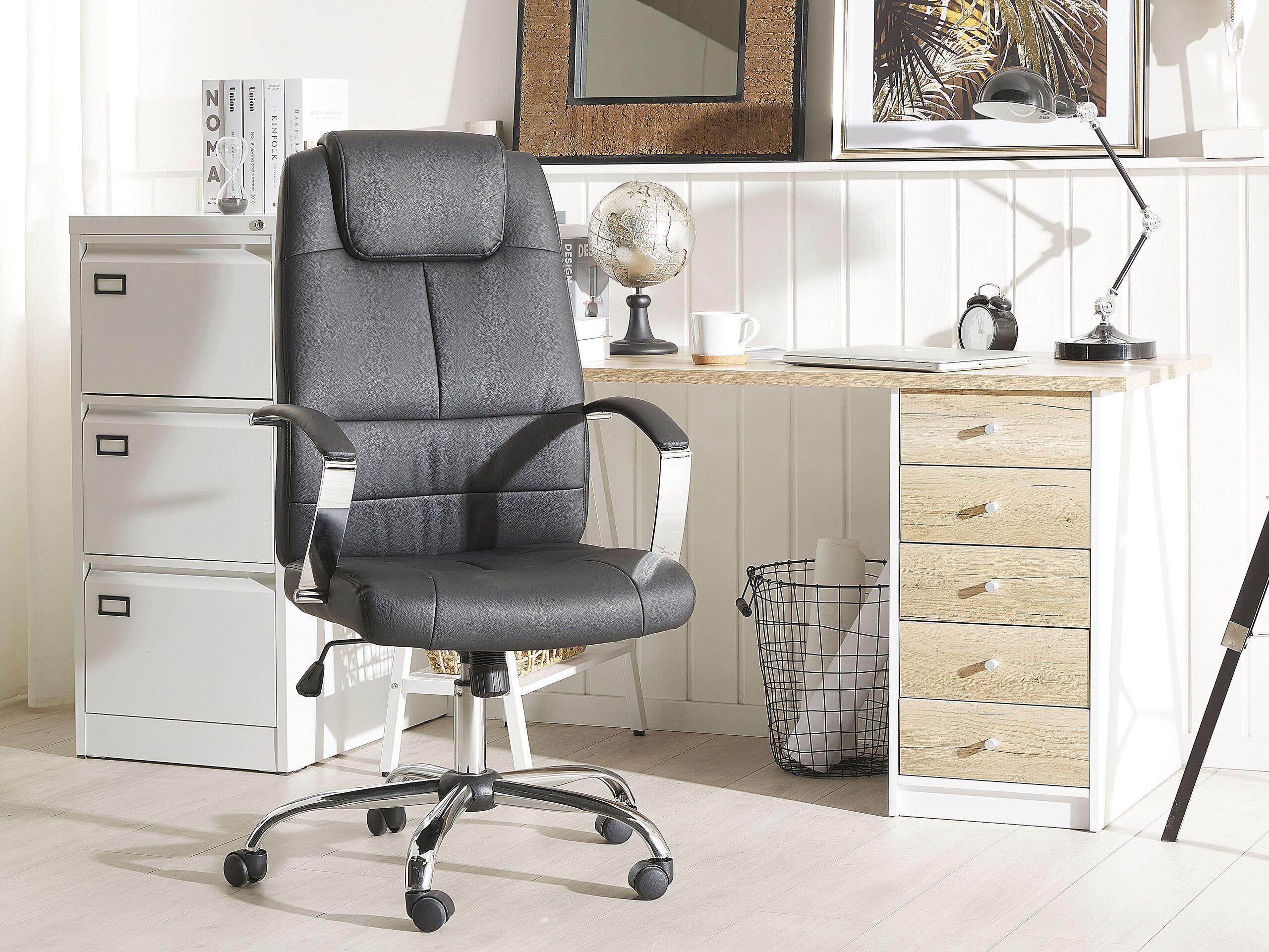 Beliani Fauteuil de bureau en Cuir PU Traditionnel WINNER  