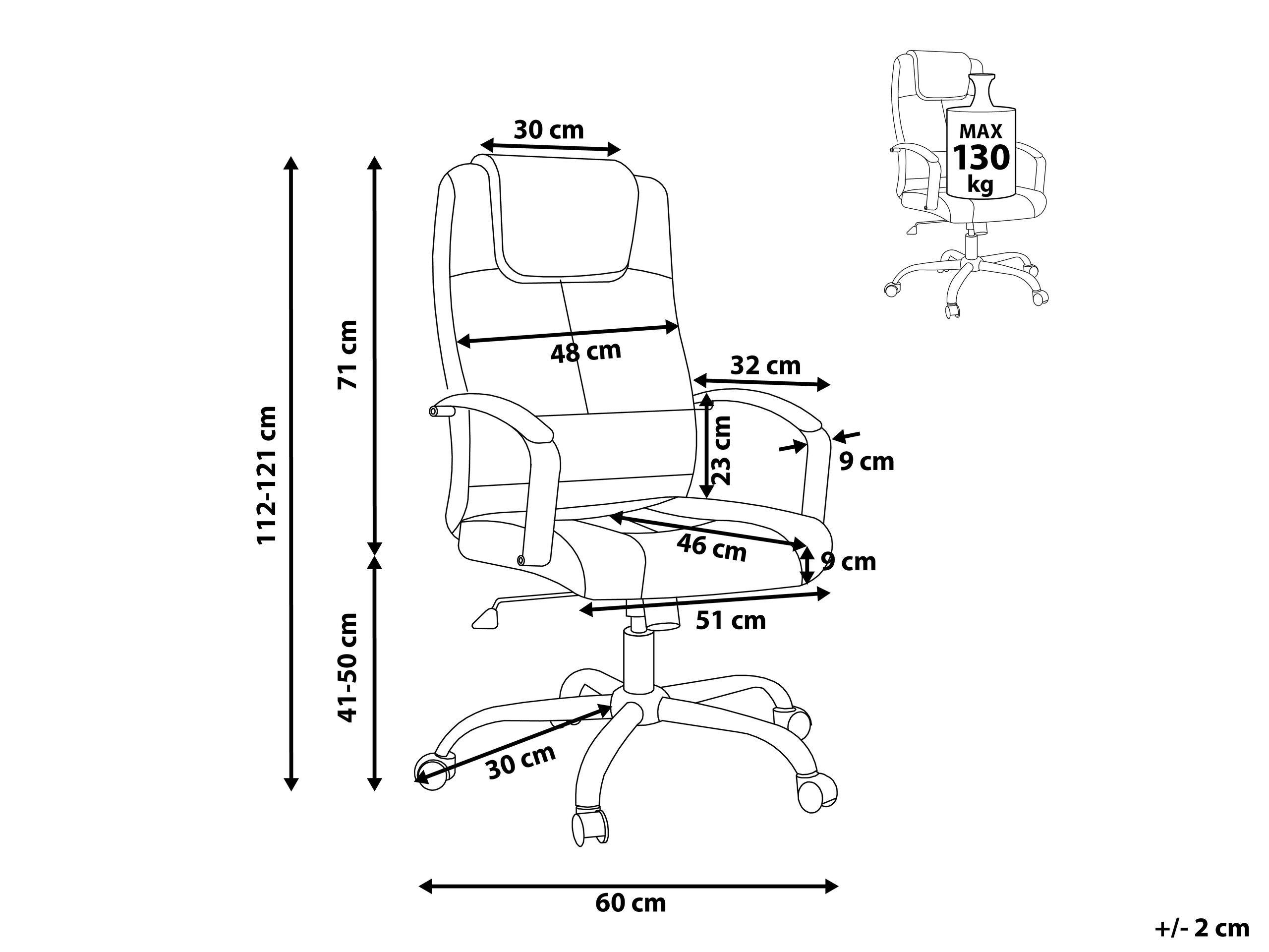 Beliani Fauteuil de bureau en Cuir PU Traditionnel WINNER  