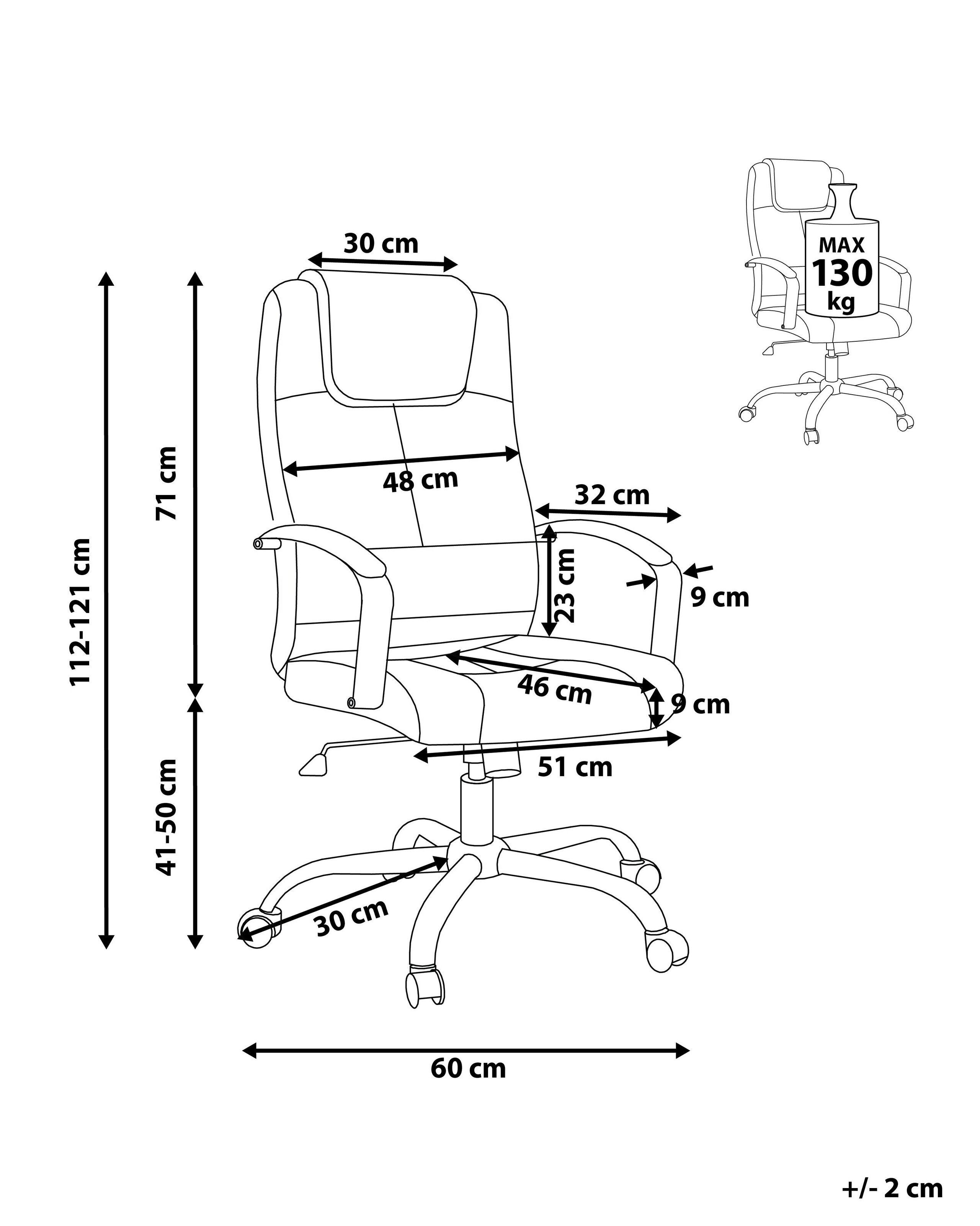 Beliani Fauteuil de bureau en Cuir PU Traditionnel WINNER  