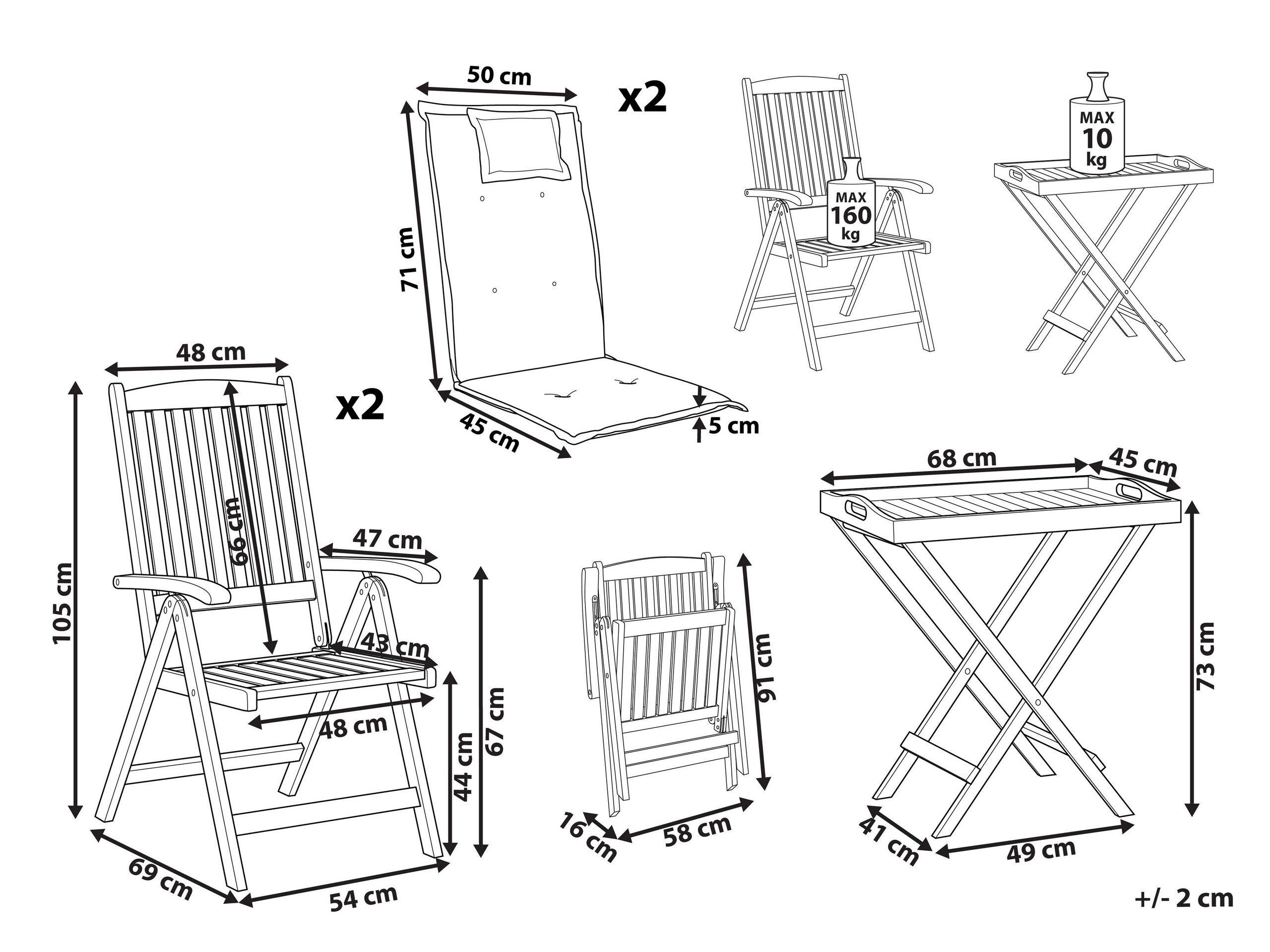 Beliani Bistro Set aus Akazienholz Rustikal AMANTEA  